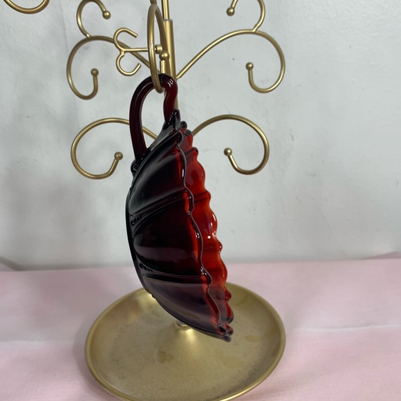 CRISTAL D’ARQUES Ruby Red Handled Nappy Trinket Dish - Picture 8 of 8
